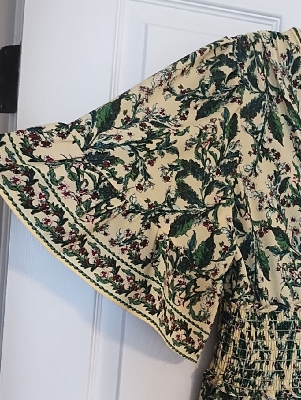 Max Studio Cream Maxi Dress with Green Floral Print - Picture 3 of 5